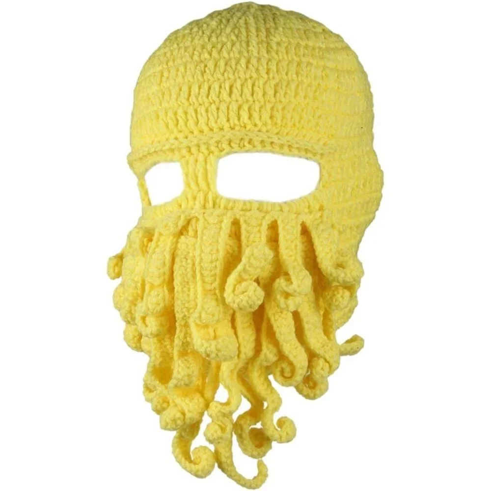 Men  Yellow Bearded Beanie Octopus Pirate Vagabond Hat